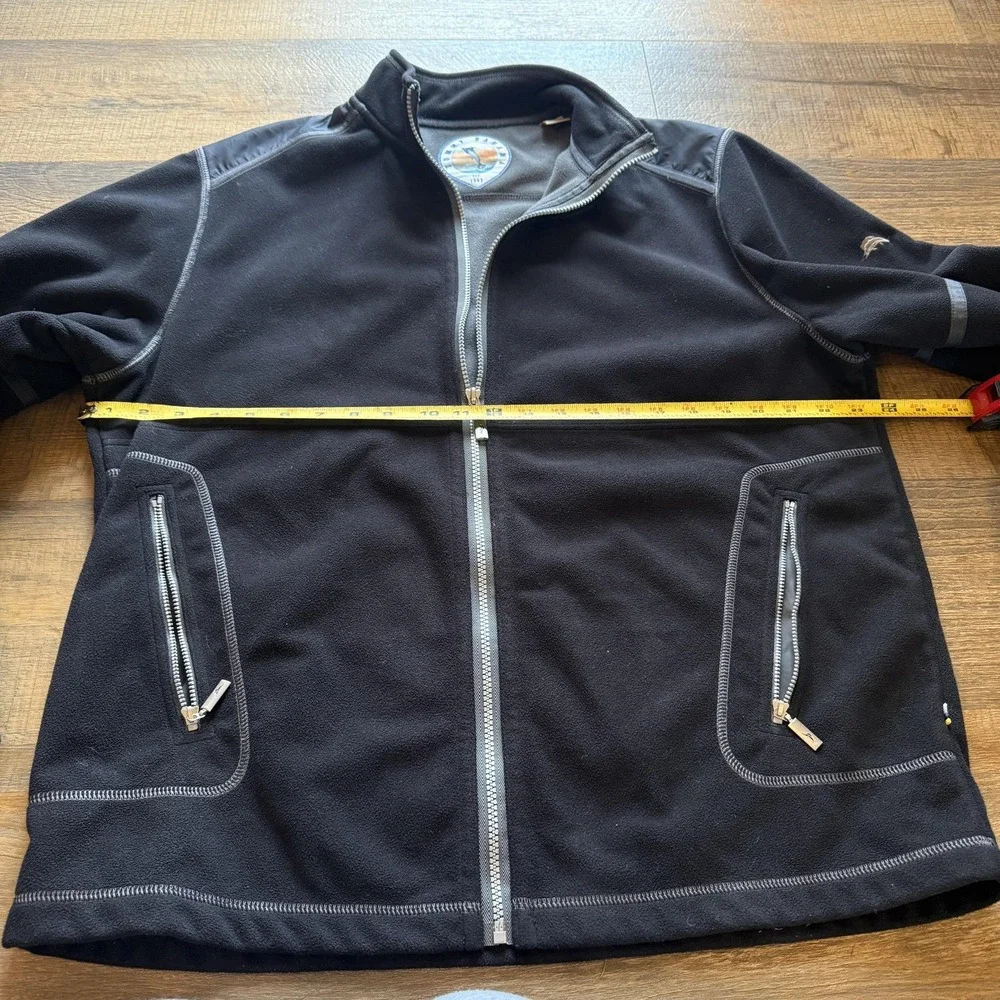 Tommy Bahama Jacket Mens M Black Full Zip Fleece Mock Neck Pockets Athleisure